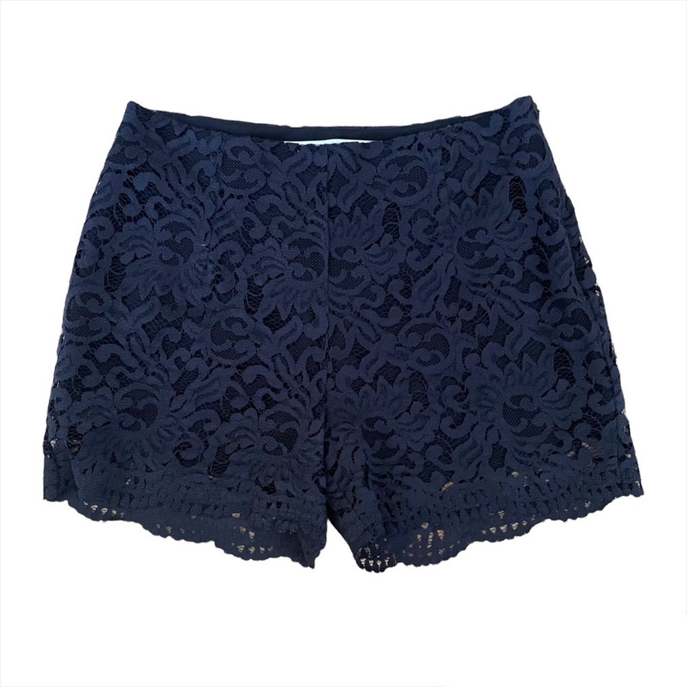 Francesco Scognamiglio Black Scalloped Edge Lace High Rise Shorts Size 40 IT